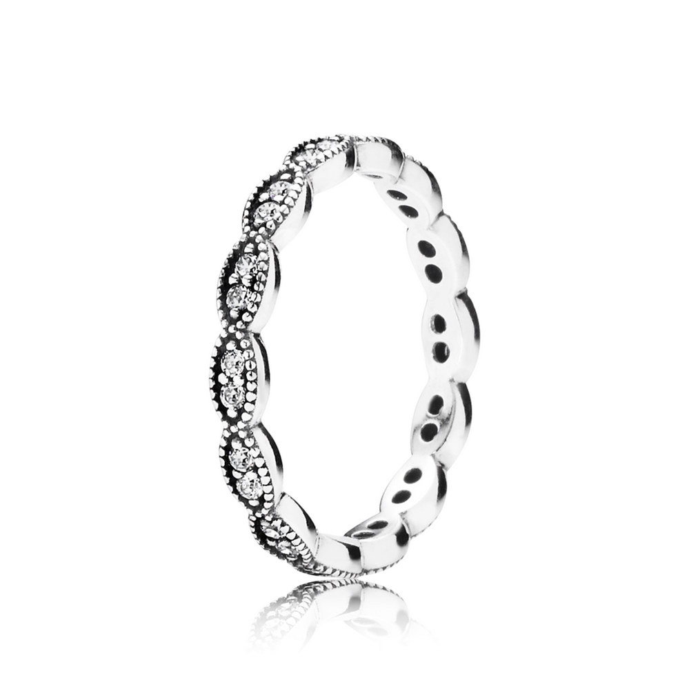Pandora Sparkling Leaves Stackable Ring, Clear CZ 190923CZ