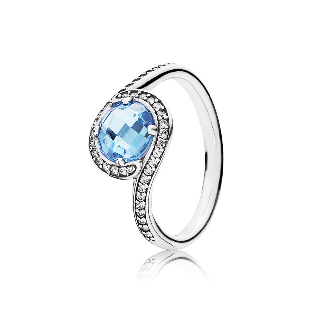 Radiant Embellishment Ring, Sky-Blue Crystal & Clear CZ 190968NB