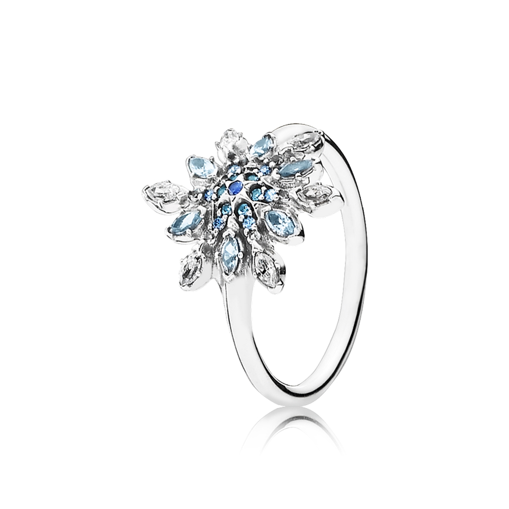 Pandora Crystalized Snowflake Ring, Blue Crystals & Clear CZ 190