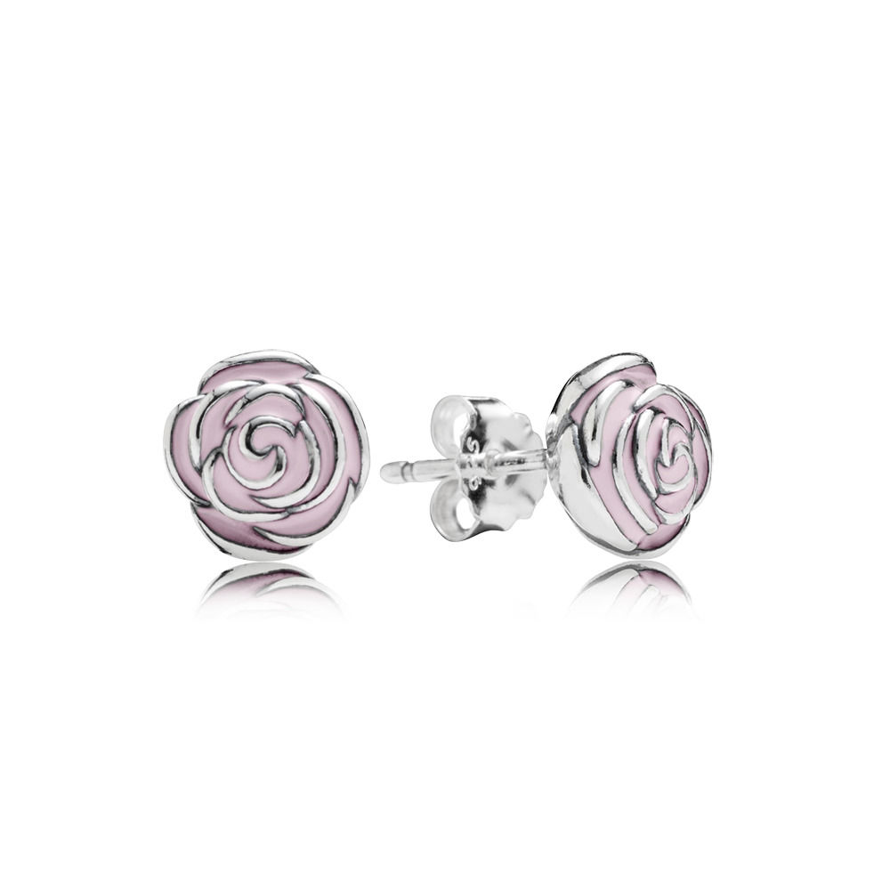 Pink Rose Garden Silver Stud Earrings - PANDORA 290554EN40