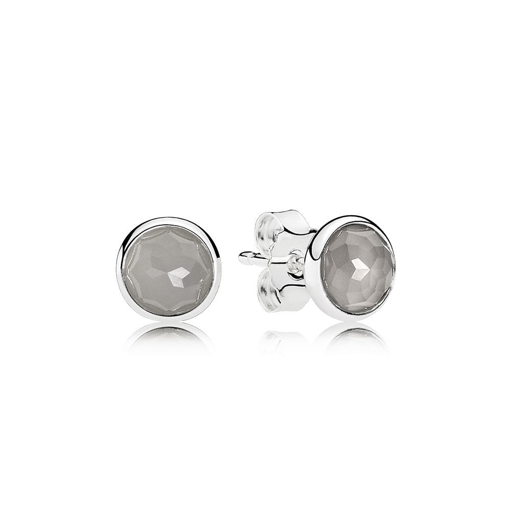 Pandora June Droplets Stud Earrings, Grey Moonstone 290738MSG