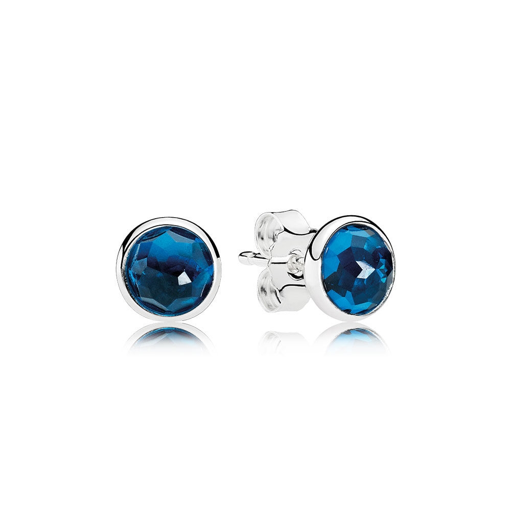 Pandora December Droplets Stud Earrings, London Blue Crystal 290