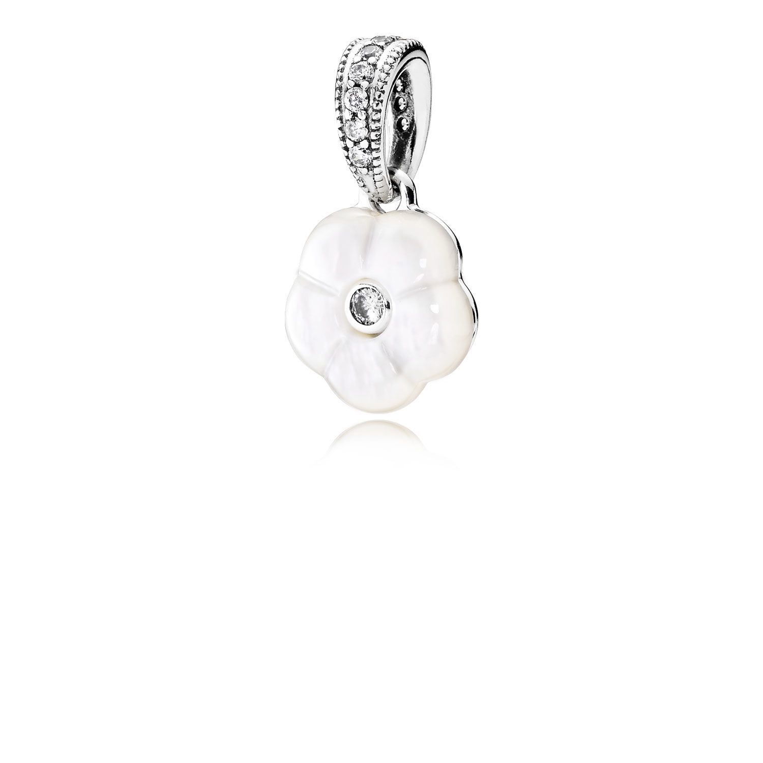 Pandora Luminous Florals Pendant, Mother-Of-Pearl & Clear CZ 390