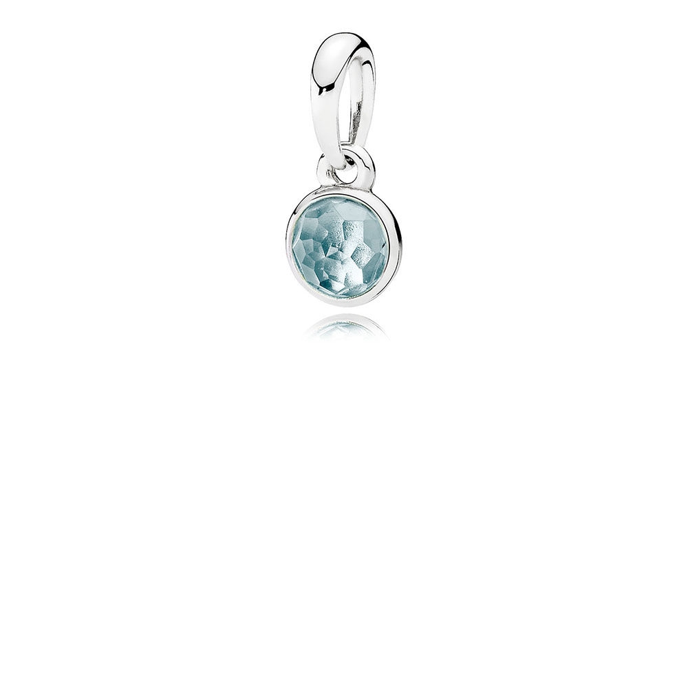 Pandora March Droplet Pendant, Aqua Blue Crystal 390396NAB