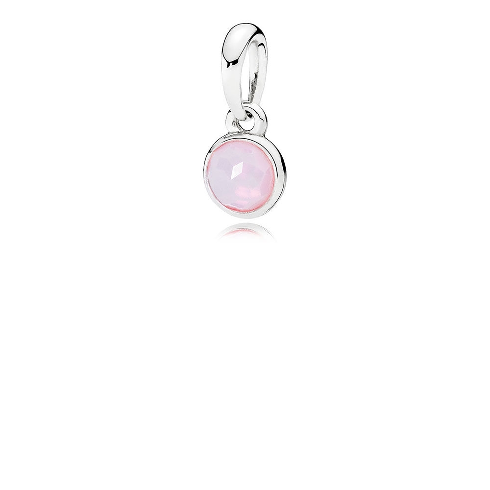 Pandora October Droplet Pendant, Opalescent Pink Crystal 390396N