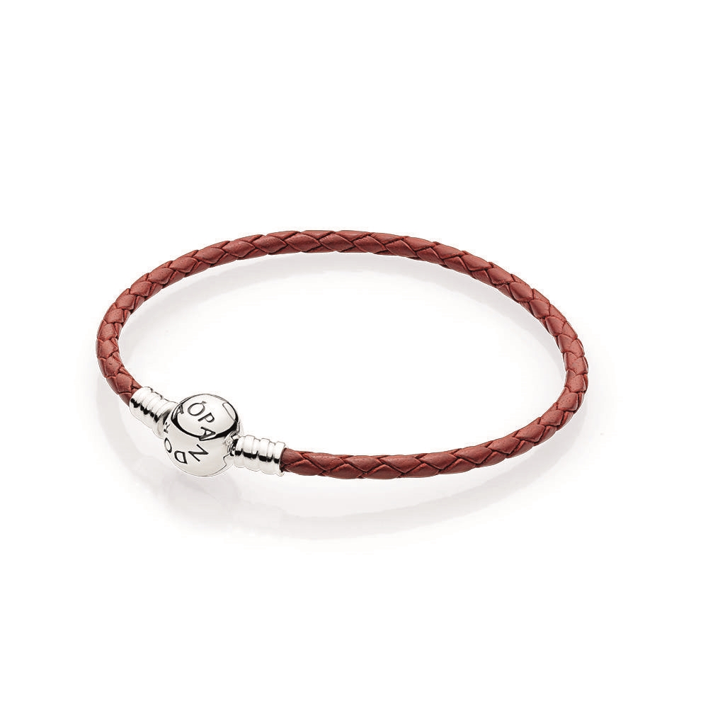 Pandora Red Braided Leather Charm Bracelet 590745CRD