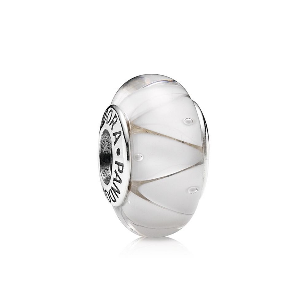 White Looking Glass Charm, Murano Glass 790921