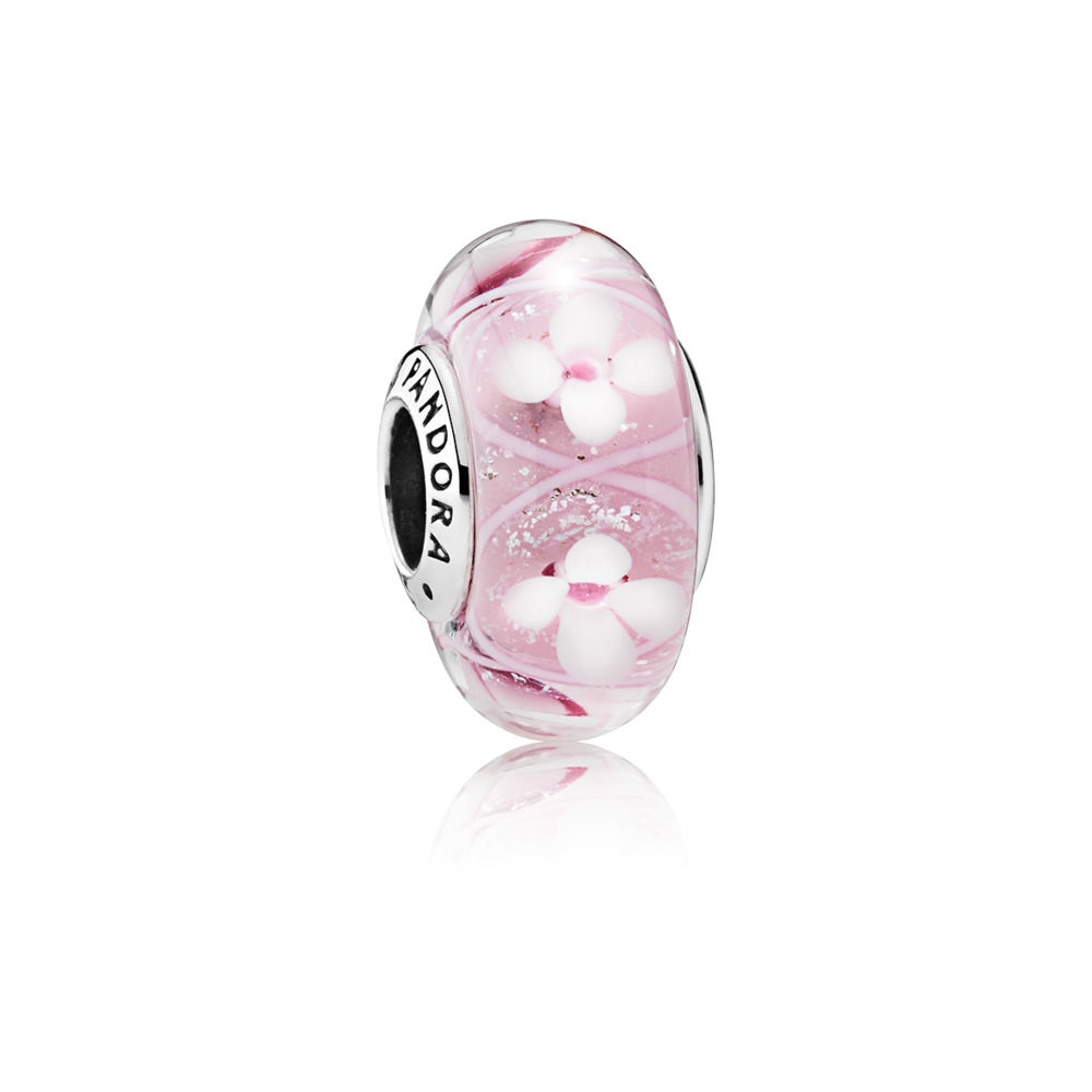 Pandora Field of Flowers Pink Murano Glass Charm 790947