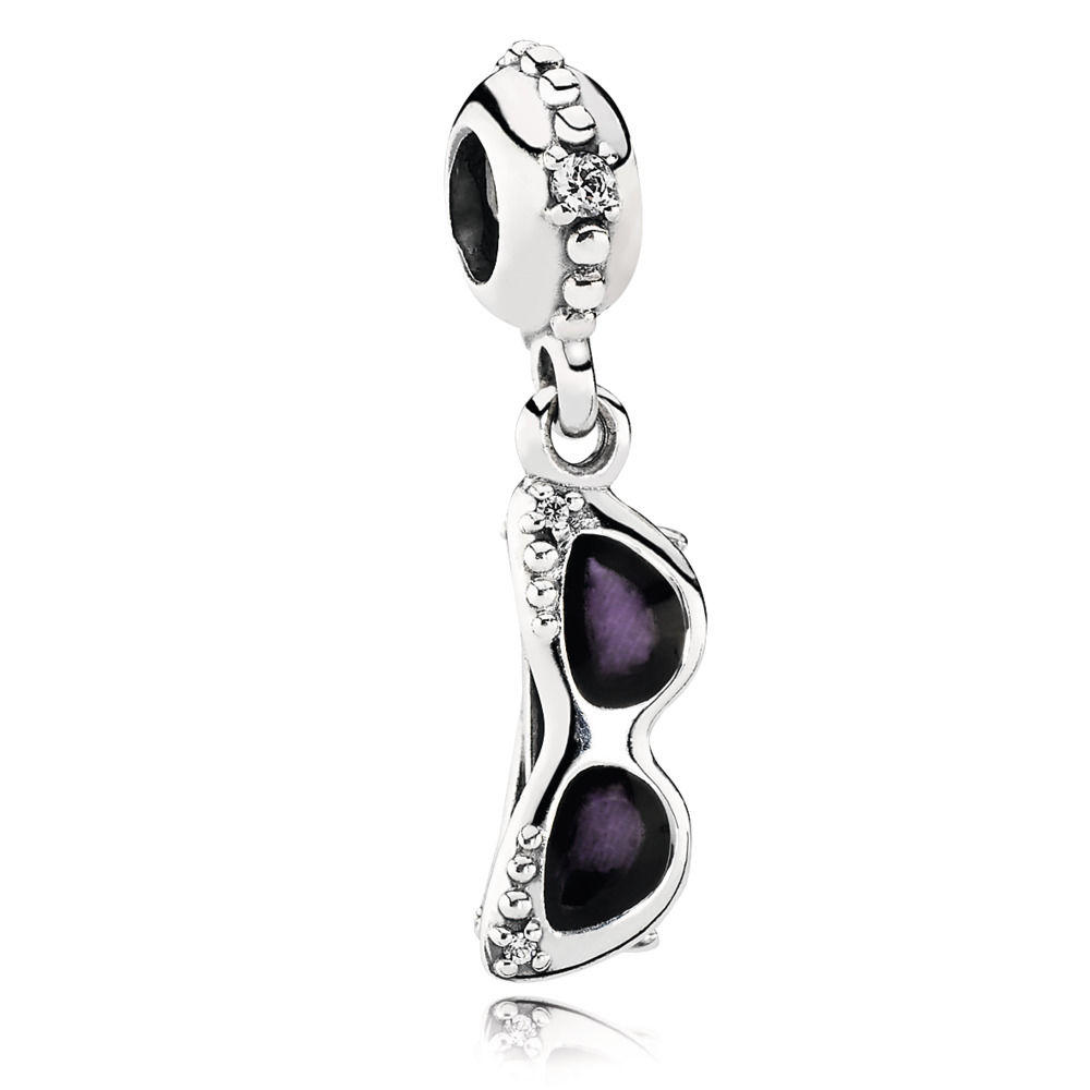 Sunglasses silver dangle with enamel and cubic zirconia 791148CZ