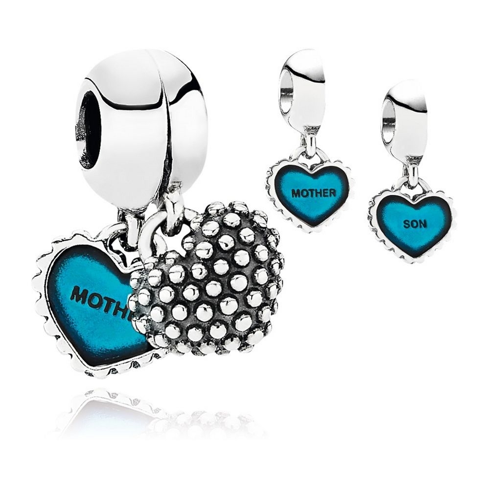Pandora Piece Of My Heart, Son, Two-Part Dangle Charm, Turquoise