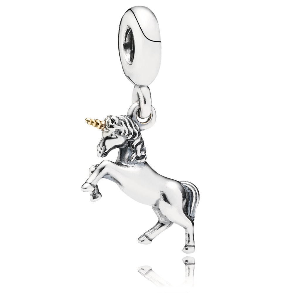 Unicorn Silver and Gold Hanging Charm - PANDORA 791200
