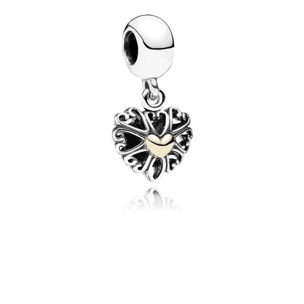 Filled With Love Silver & Gold Hanging Charm - PANDORA 791274