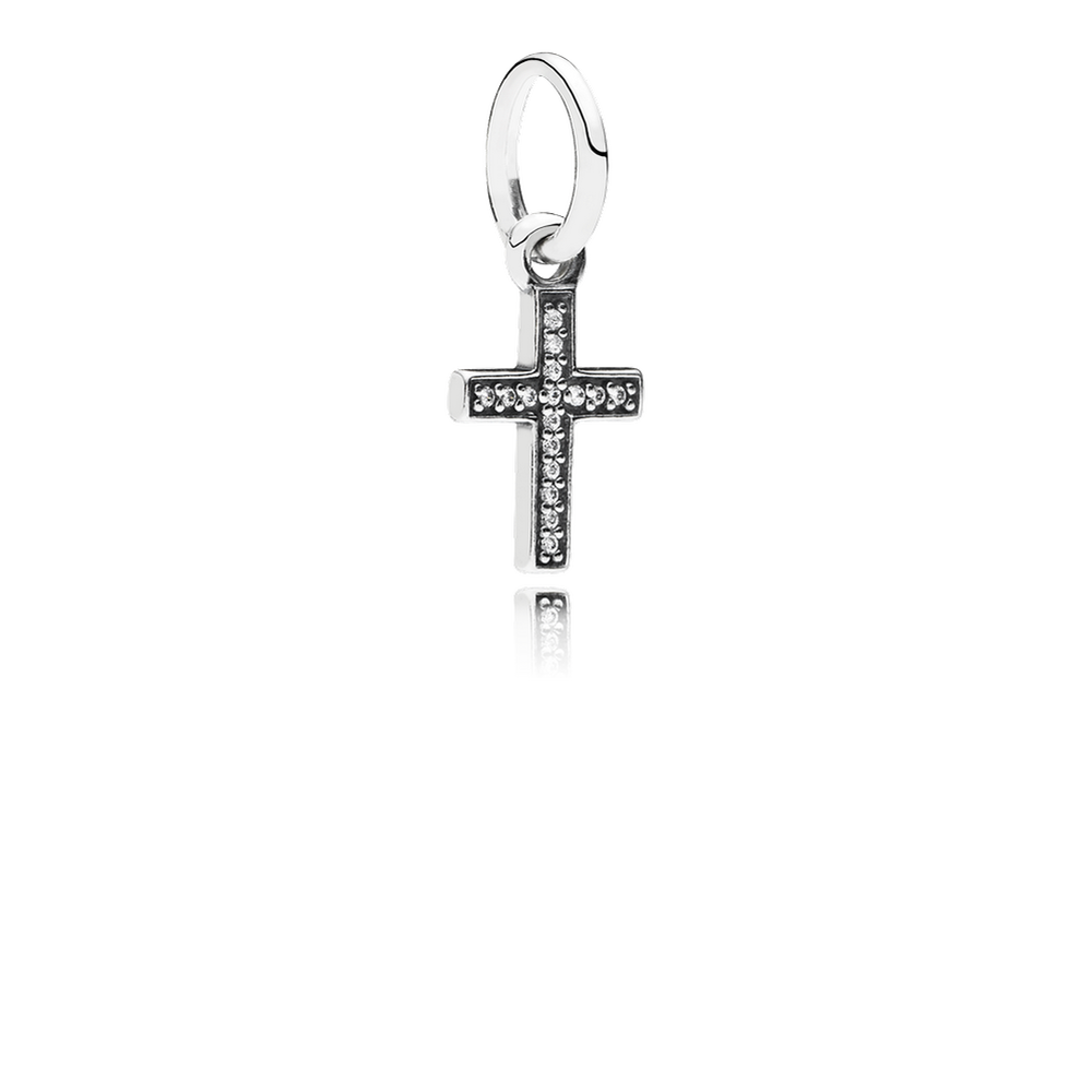 Symbol Of Faith Cross Dangle Charm, Clear CZ 791310CZ