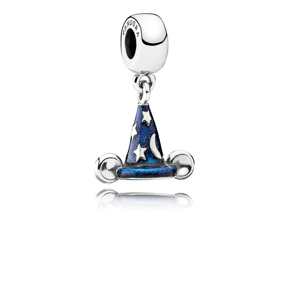 Disney Mickey sorcerer hat silver dangle with blue enamel 791466