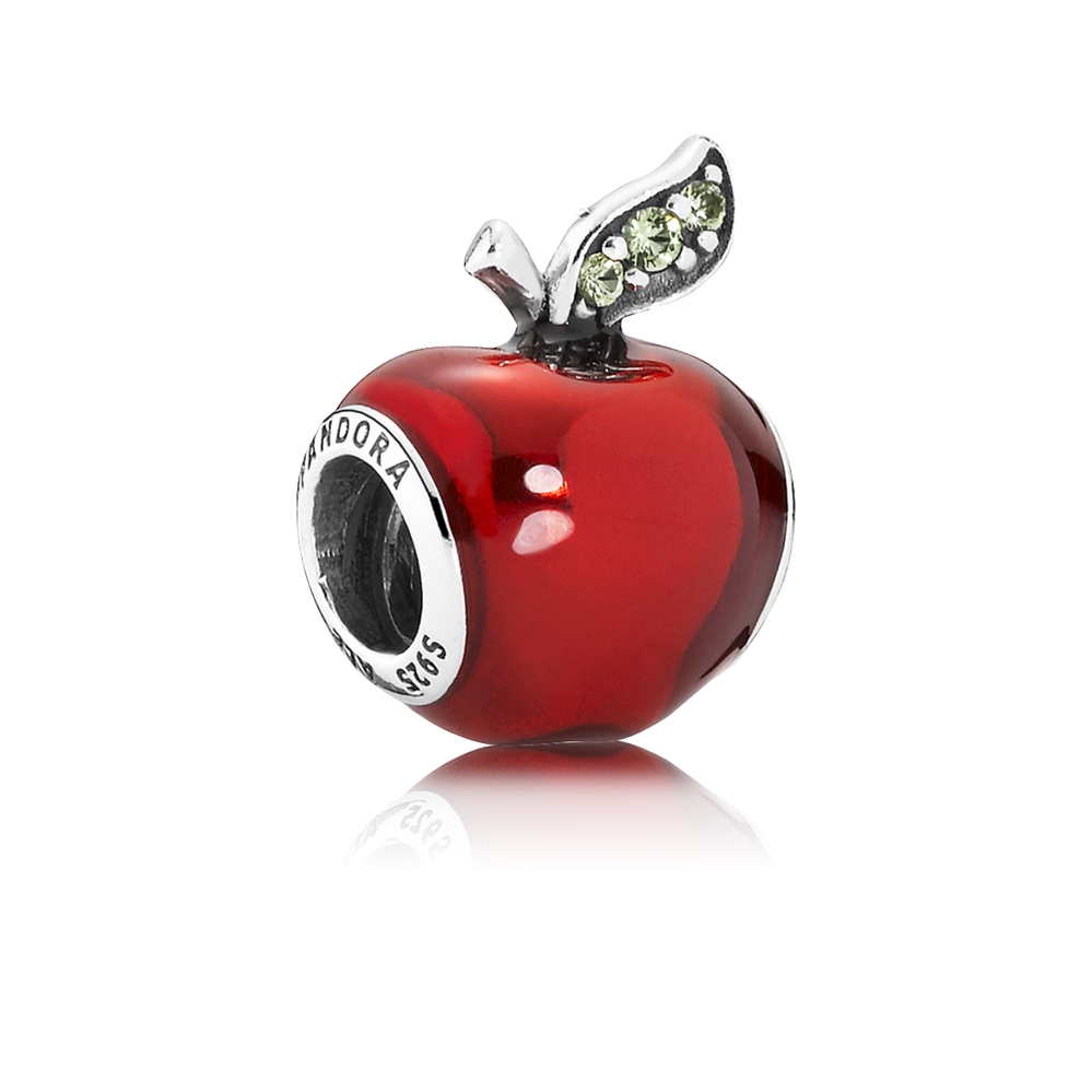 Pandora Disney, Snow White's Apple Charm, Red Enamel & Light Gre