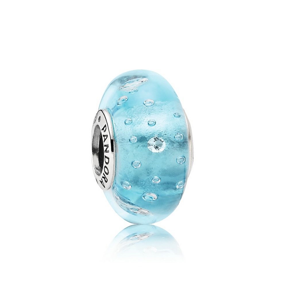 Pandora Blue Effervescence Charm, Murano Glass & Clear CZ 791618