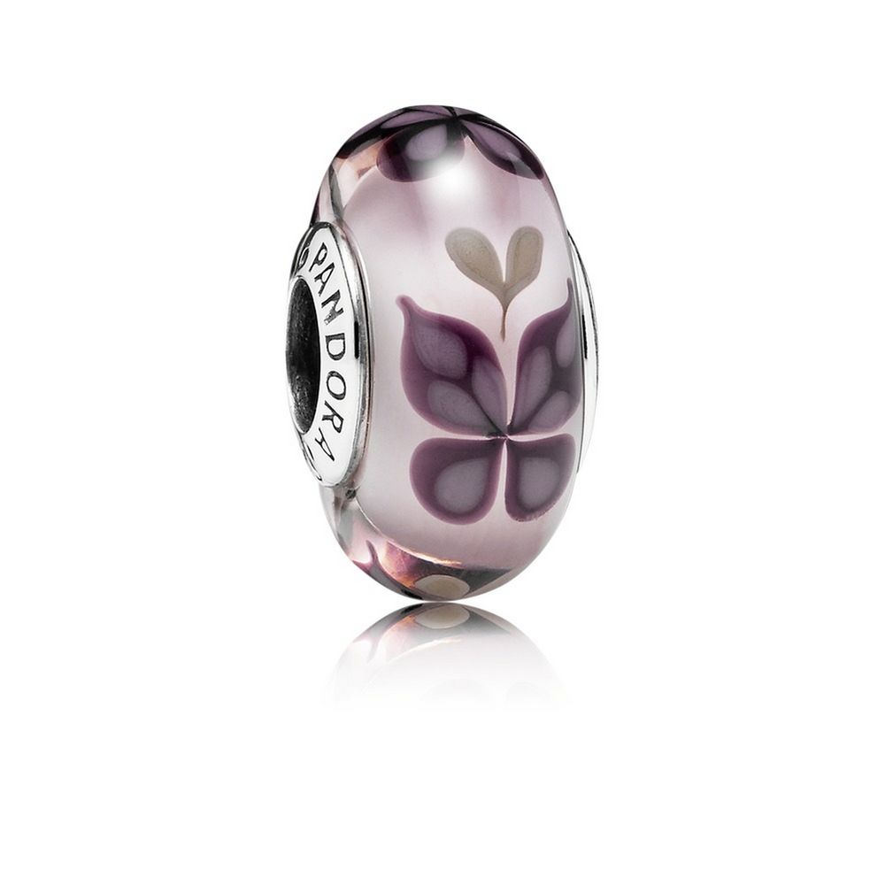 Pink Butterfly Kisses Charm, Murano Glass 791621