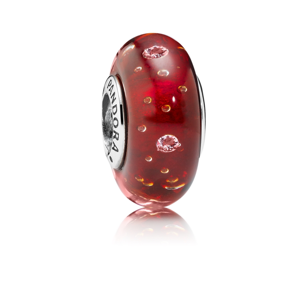 Pandora Red Effervescence Charm, Murano Glass & Clear CZ 791631C