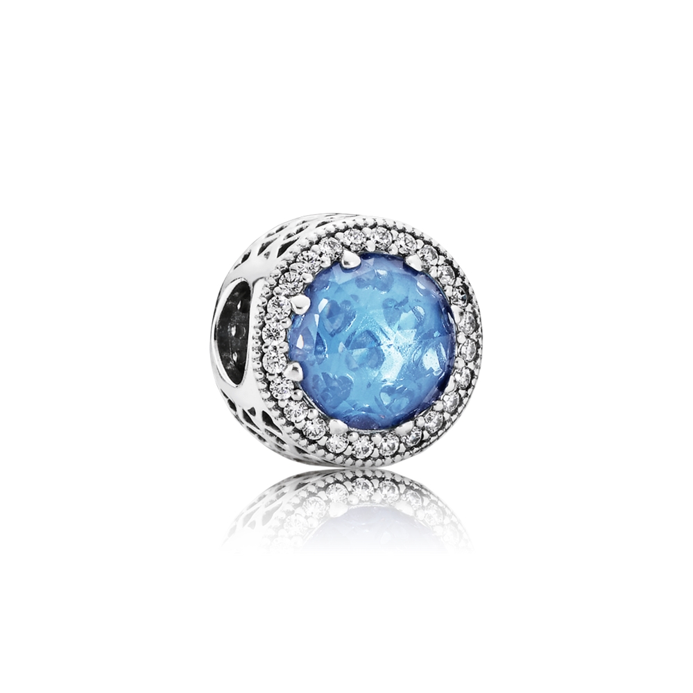 Pandora Radiant Hearts Charm, Sky-Blue Crystal & Clear CZ 791725