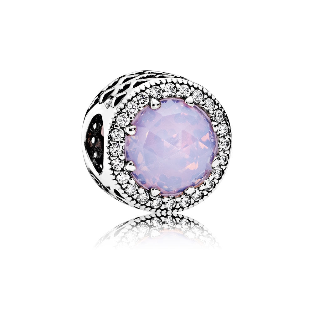 Pandora Radiant Hearts Charm, Opalescent Pink Crystal & Clear CZ