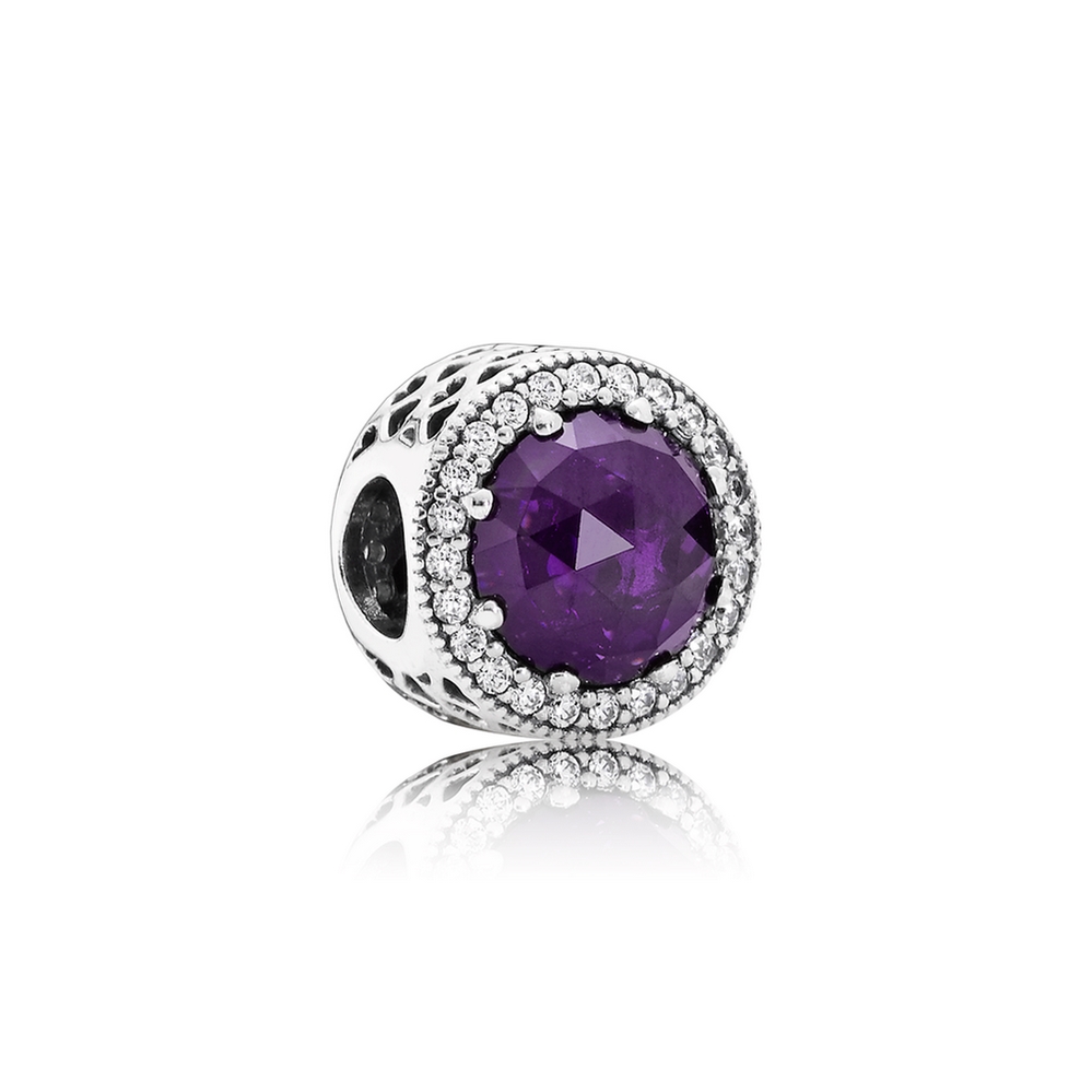 Pandora Radiant Hearts Charm, Royal-Purple Crystal & Clear CZ 79