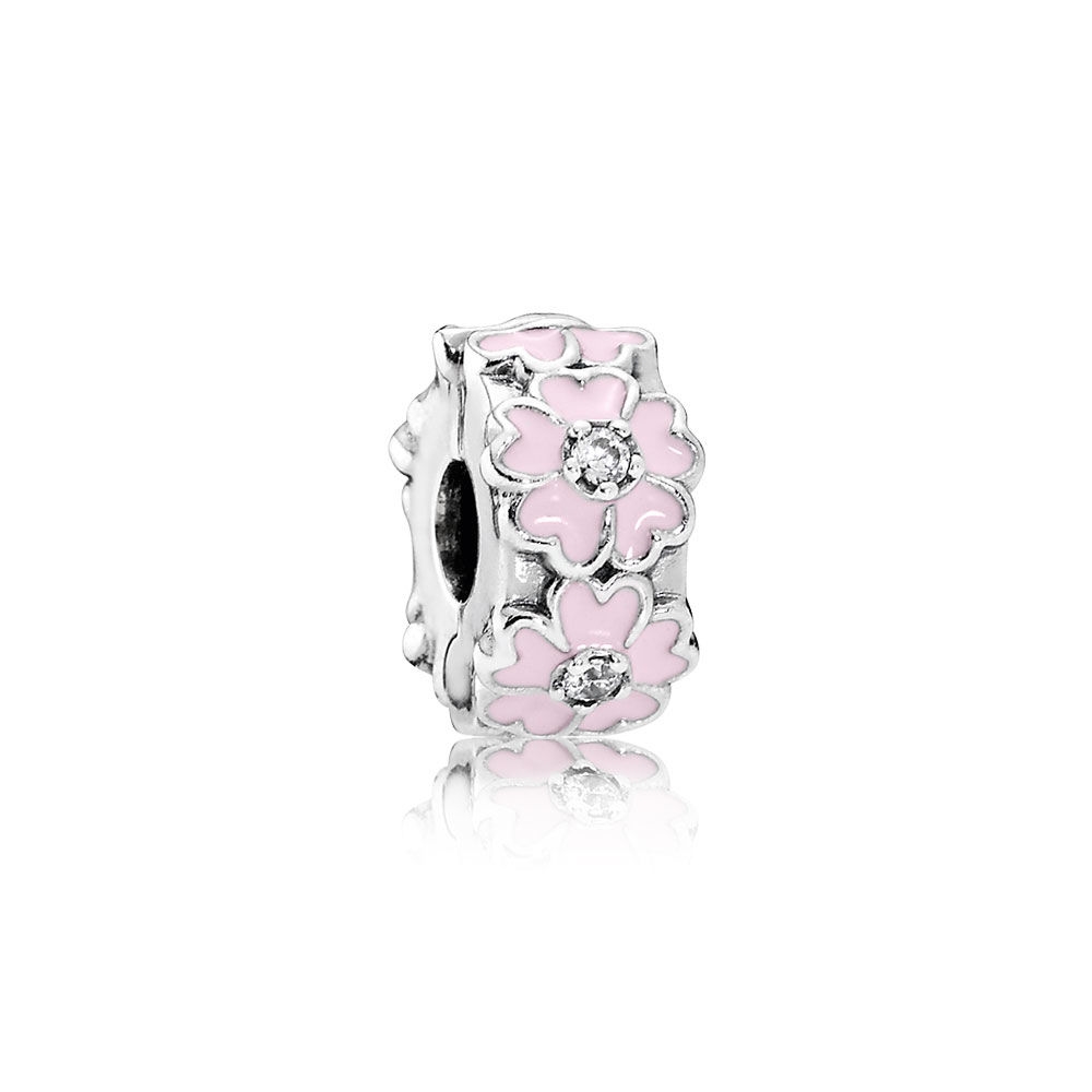 Pandora Pink Primrose Clip, Light Pink Enamel & Clear CZ 791823E
