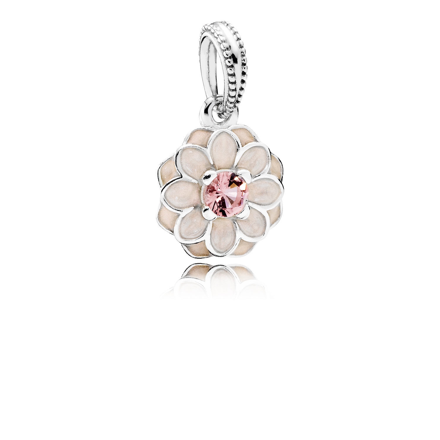 Pandora Blooming Dahlia Dangle Charm, Cream Enamel & Blush Pink