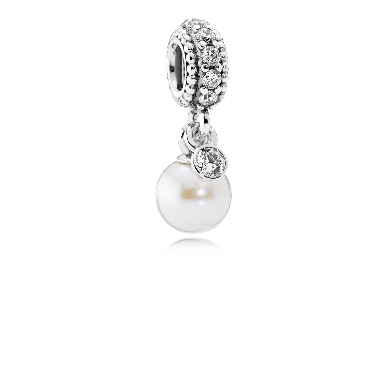 Pandora Luminous Elegance Dangle Charm, White Pearl & Clear CZ 7
