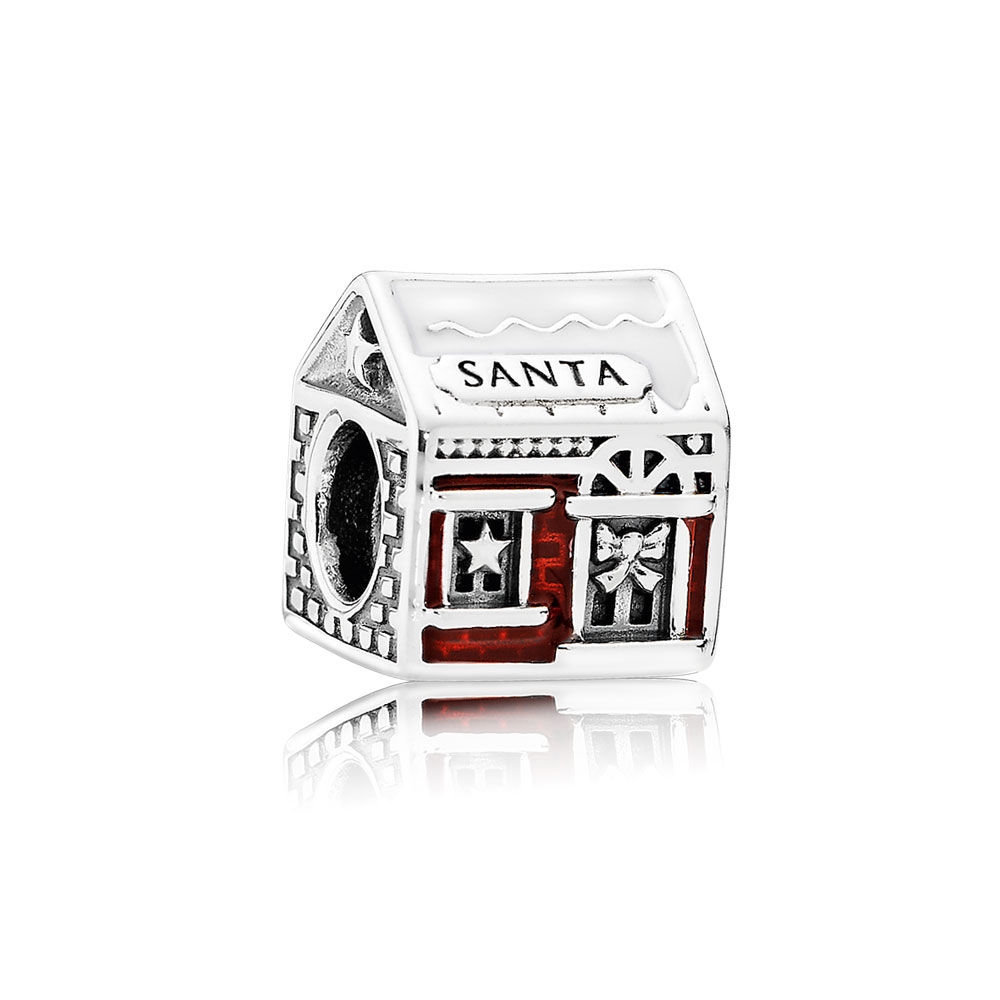 Pandora Santa's Home Charm, White & Translucent Red Enamel 79200