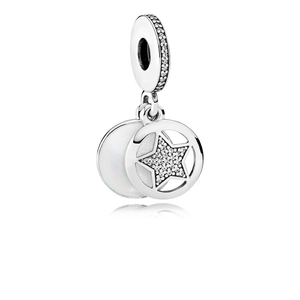 Pandora Friendship Star Dangle Charm, Silver Enamel & Clear CZ 7