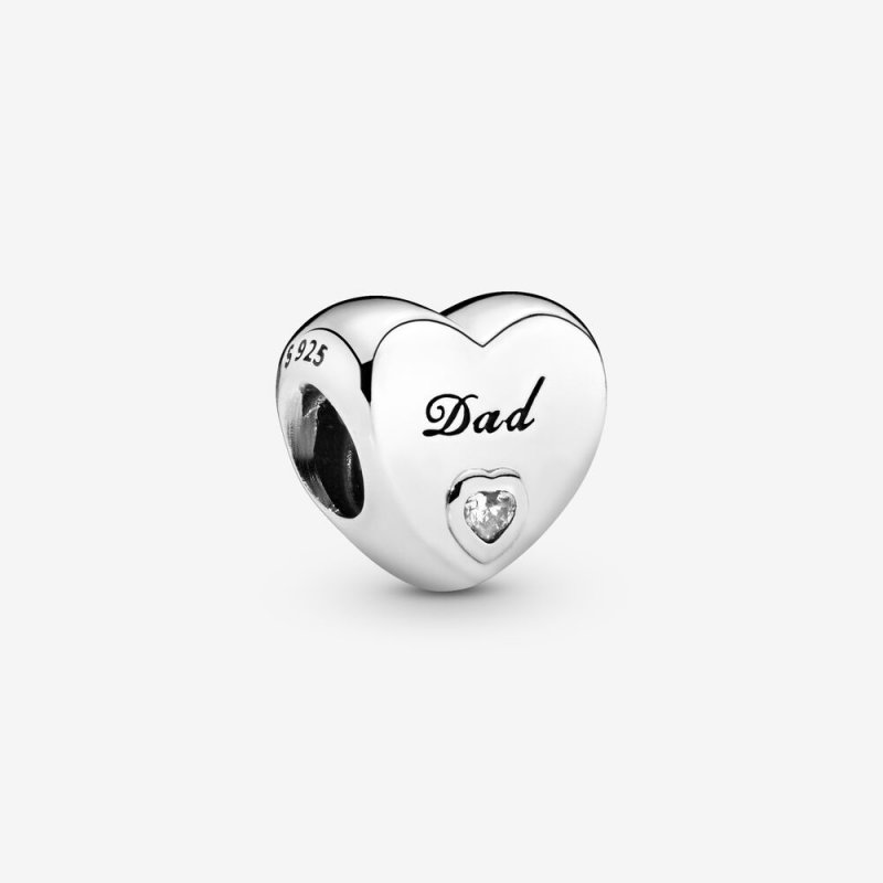 Dad Heart Charm 796458CZ