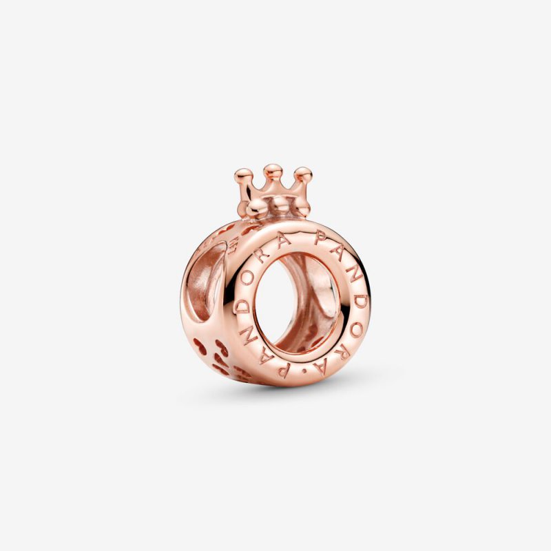 Pandora Logo & Crown O Charm Rose gold plated 789036C00