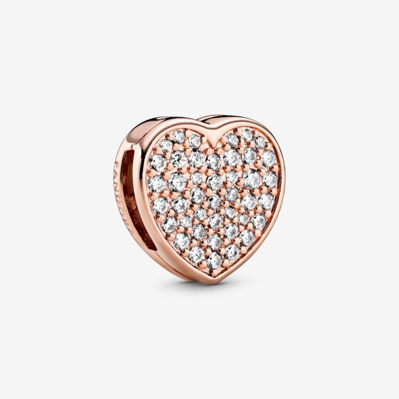 Pave Heart Clip Charm Rose gold plated 788684C01