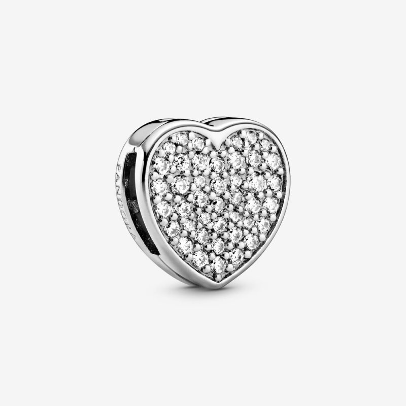 Pave Heart Clip Charm Sterling silver 798684C01