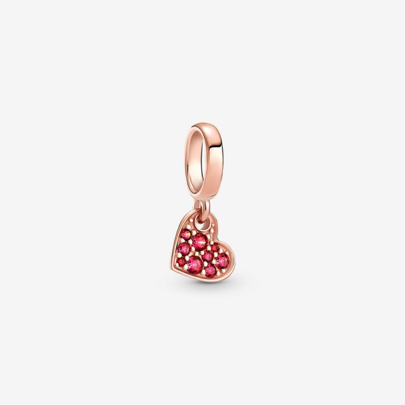 Red Pave Tilted Heart Dangle Charm 789404C02