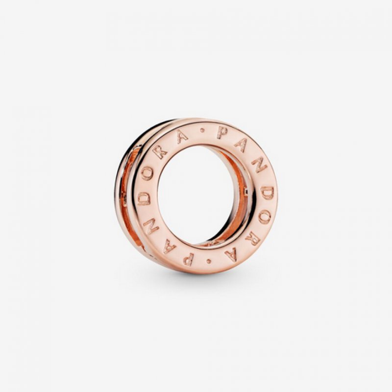 Pandora Logo Circle Clip Charm Rose gold plated 787598