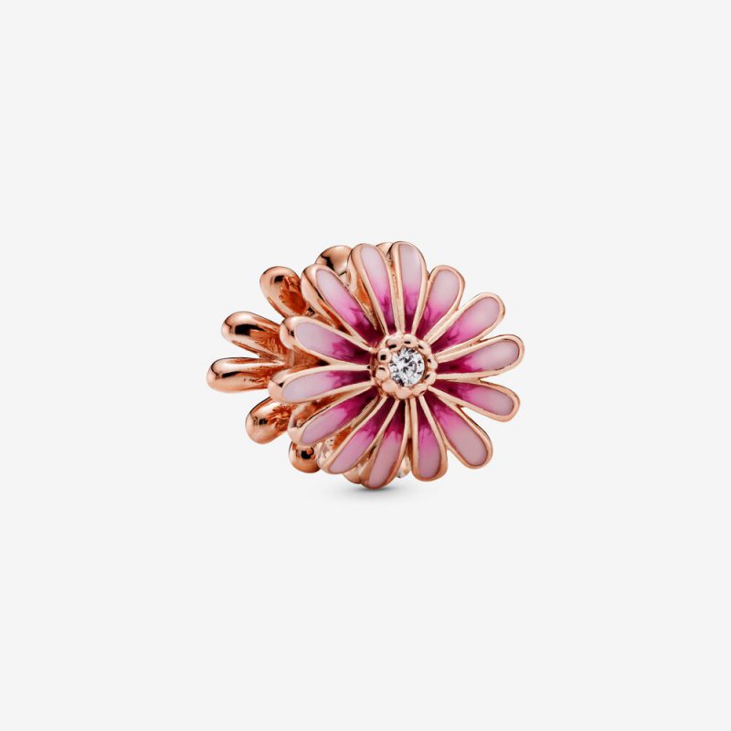 Pink Daisy Flower Charm Rose gold plated 788775C01