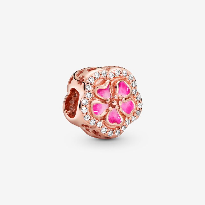 Pink Sparkling Peach Blossom Flower Charm 788079CZ