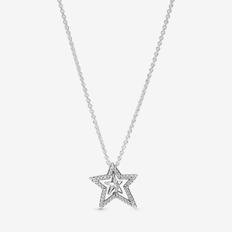 Pave Asymmetric Star Collier Necklace 390020C01