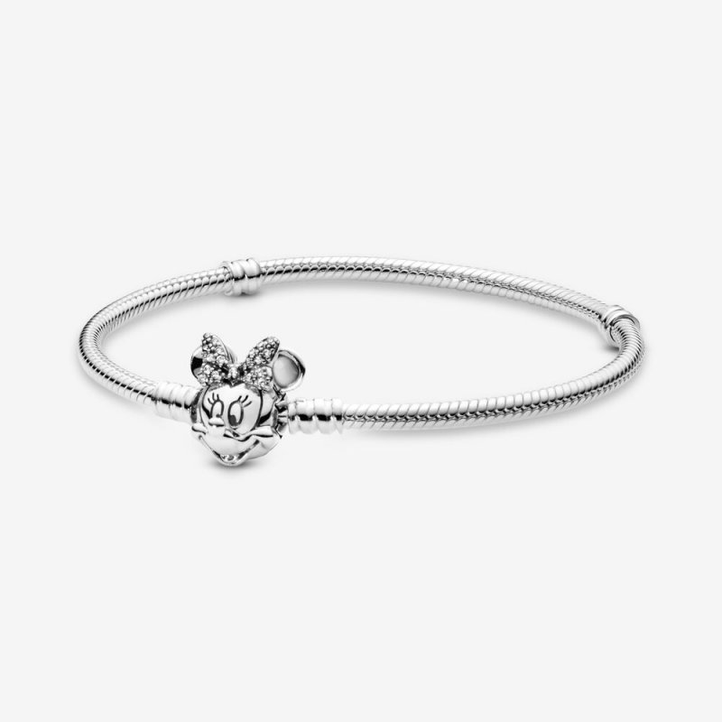 Disney Pandora Moments Pave Minnie Mouse Clasp Snake Chain Bracelet 597770CZ