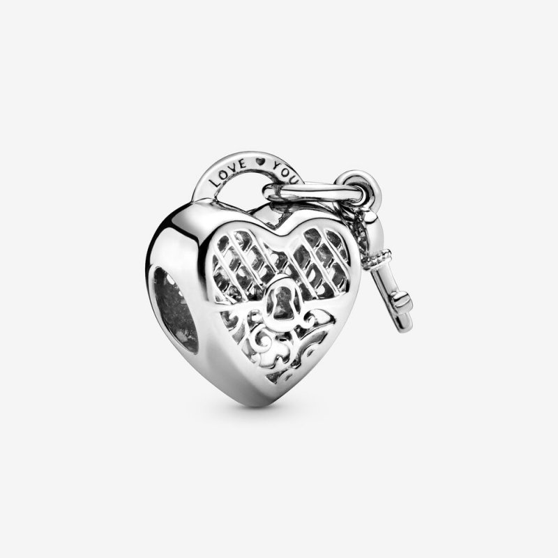 Love You Heart Padlock Charm Sterling silver 797655