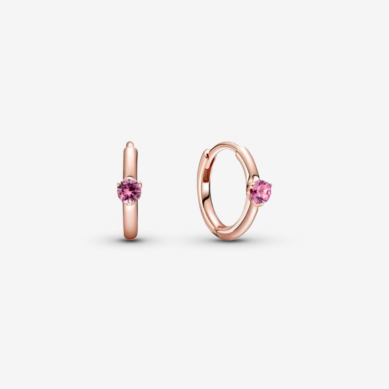 Pink Solitaire Huggie Hoop Earrings 289304C03