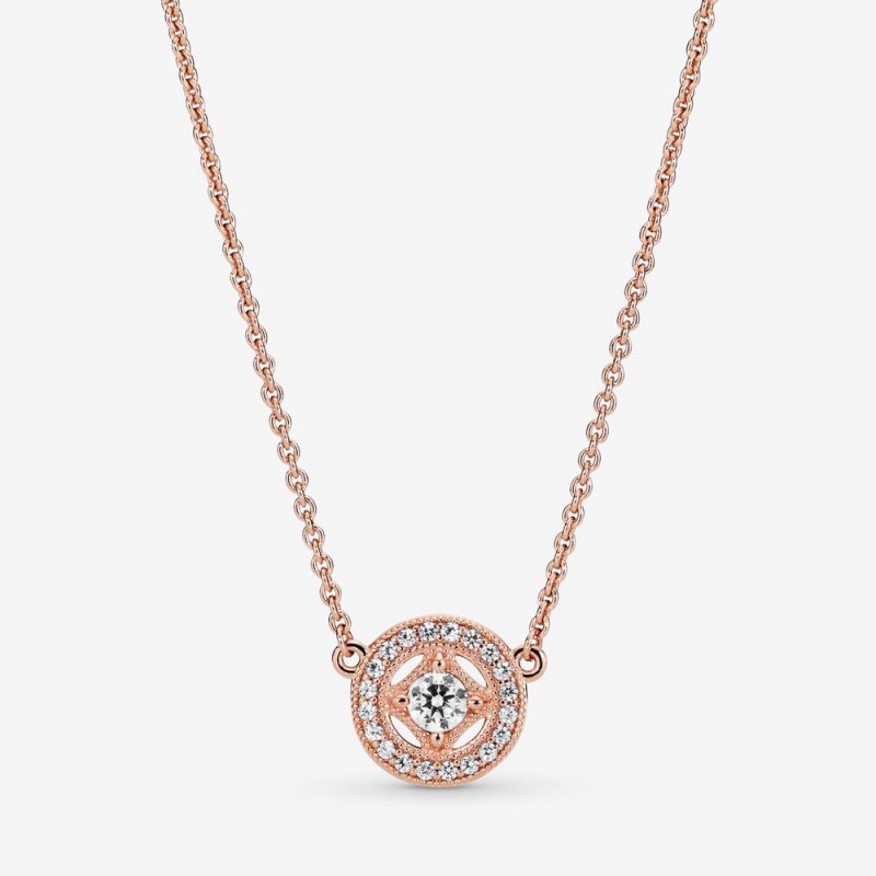 Vintage Circle Collier Necklace Rose gold plated 380523CZ