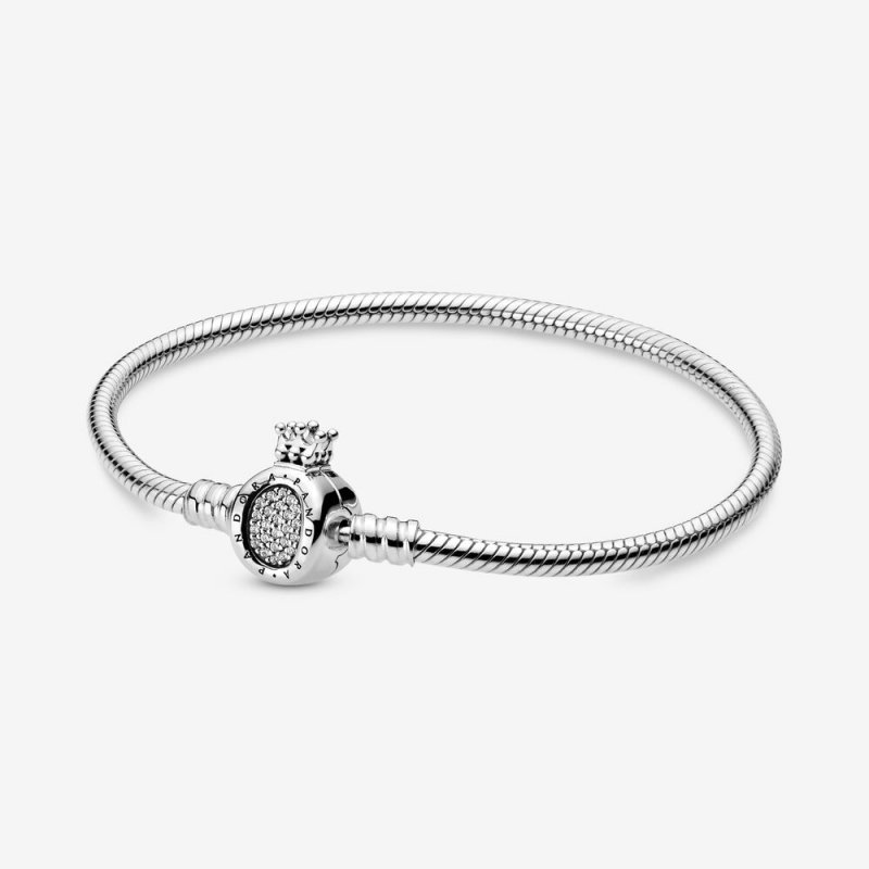 Pandora Moments Crown O Clasp Snake Chain Bracelet 598286CZ