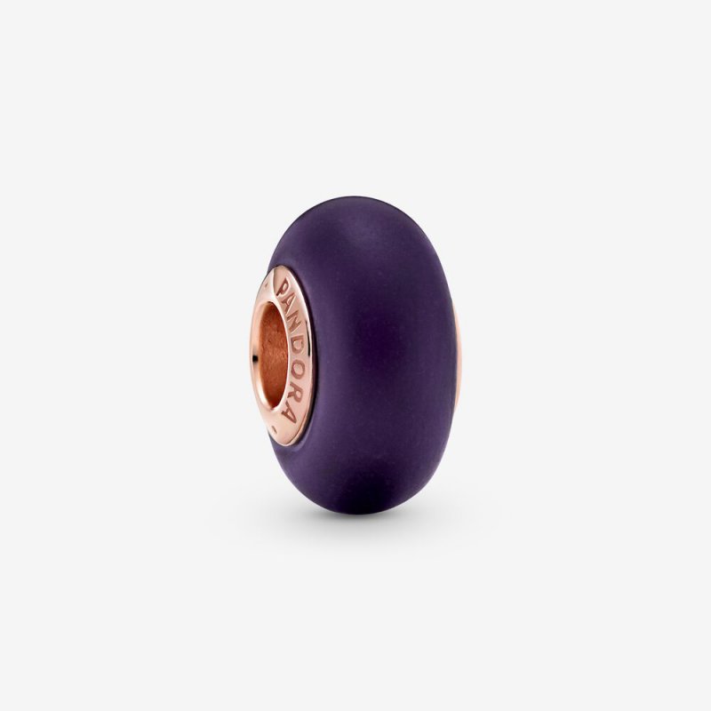 Matte Purple Murano Glass Charm Purple 789547C00