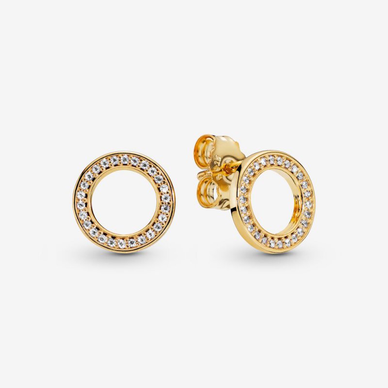 Sparkling Circle Stud Earrings Gold plated 268649C01