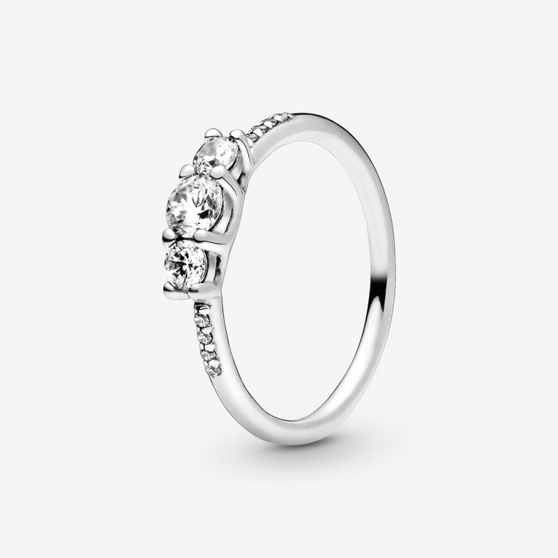 Clear Three-Stone Ring Sterling silver 196242CZ