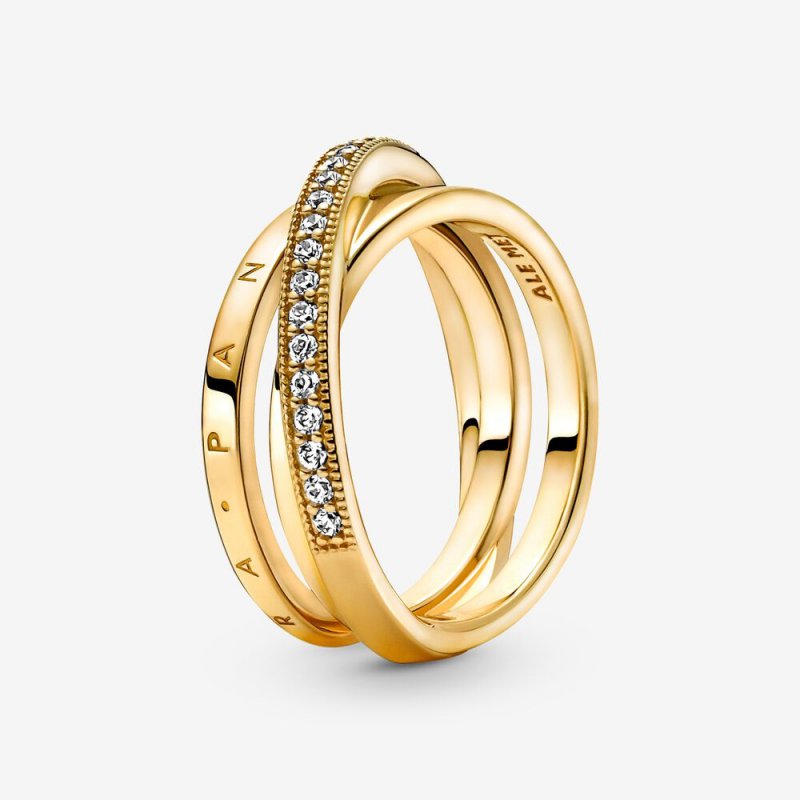 Crossover Pave Triple Band Ring Gold plated 169057C01