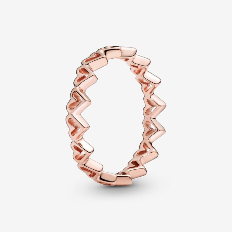Freehand Hearts Ring Rose gold plated 188696C00