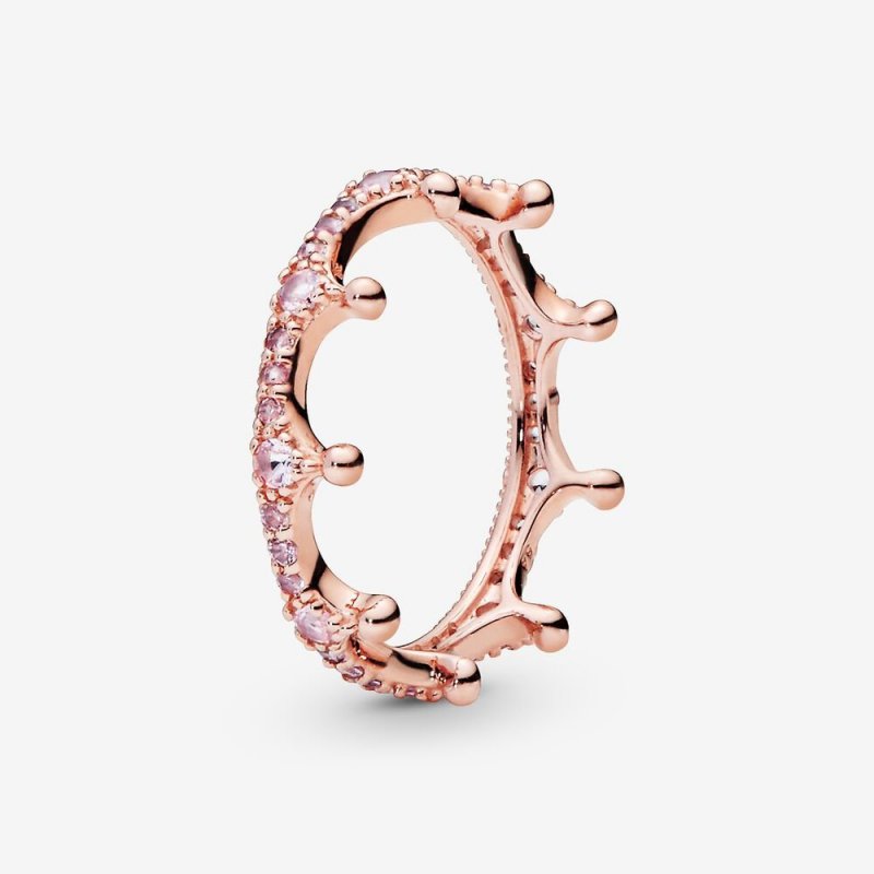 Pink Sparkling Crown Ring 187087NPO